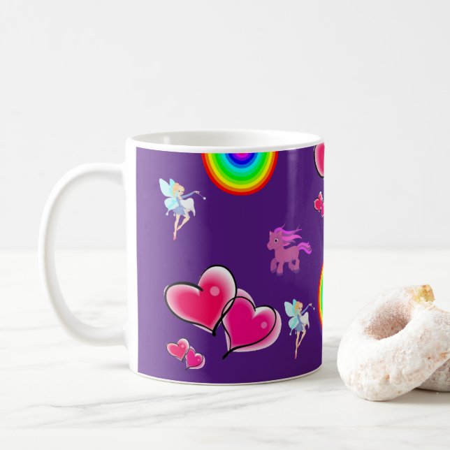 Caneca De Café Corações Rosa (Com Donut)