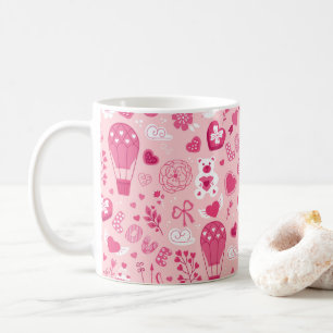 Caneca De Café Corações Rosa-dia de os namorados Adoram Flores