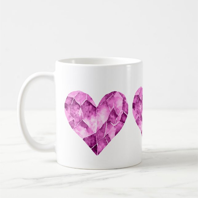 Caneca De Café Corações roxos (Esquerda)