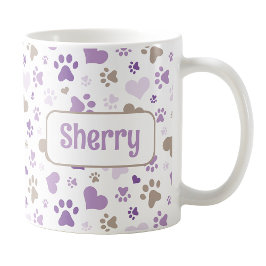 Caneca De Café Corações Roxos Personalizados Imprime Mug