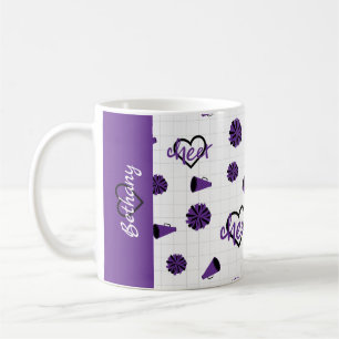 Caneca De Café Corações Roxos, Pom Poms, Padrão Megafone