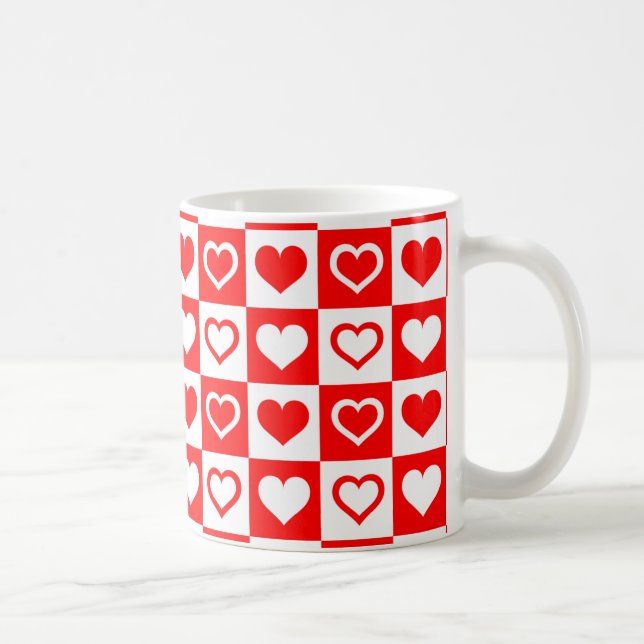 Caneca De Café Corações Vermelho e Branco (Direita)