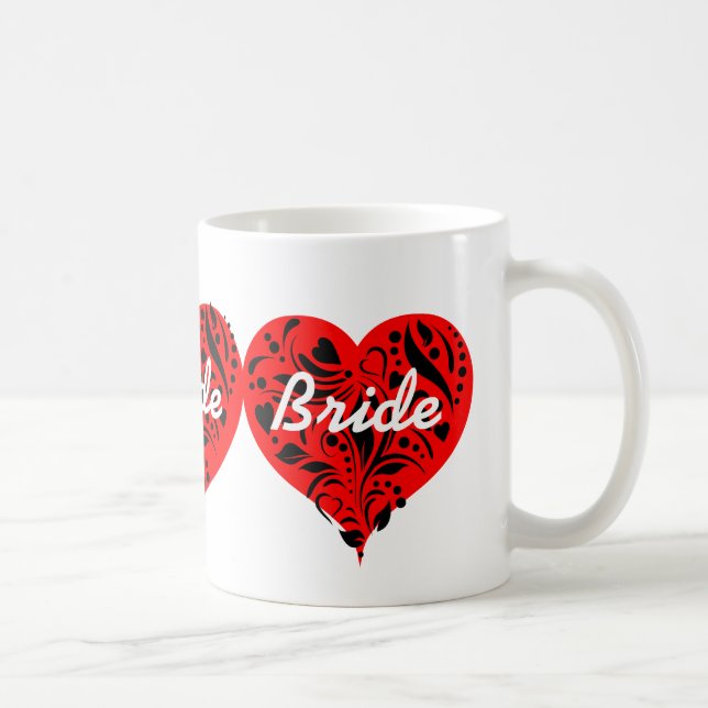 Caneca De Café Corações Vermelho E Preto - Mug Bride (Direita)