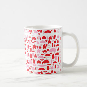 Caneca De Café Corações Vermelho E Rosa