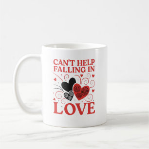 Caneca De Café Corações Vermelho & Preto Design