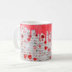 Caneca De Café Corações Vermelho Romântico Bonito Derrubando Namo