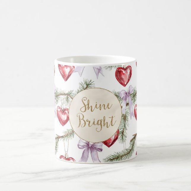 Caneca De Café Corações Vermelhos Arcos Roxos Glitter Dourado de  (Centro)