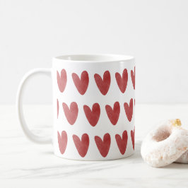 Caneca De Café Corações Vermelhos Destacados e Fofos em Todas as 