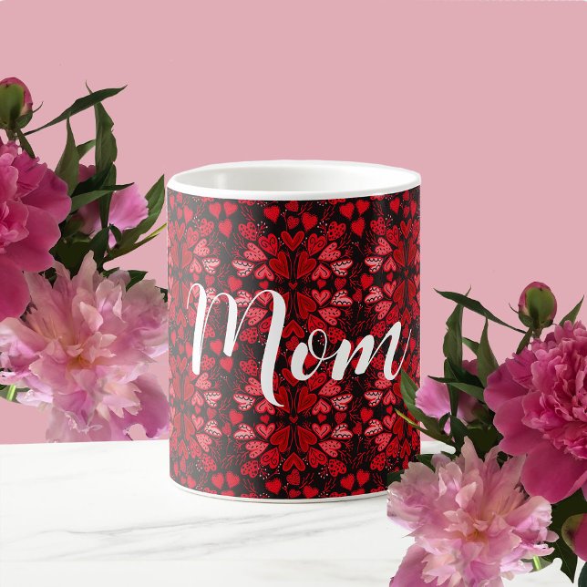 Caneca De Café Corações Vermelhos Personalizados (Criador carregado)