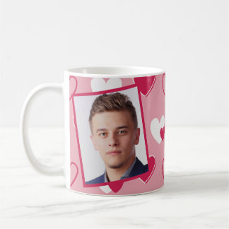 Caneca De Café Corações Vermelhos Rosados Foto Personalizada