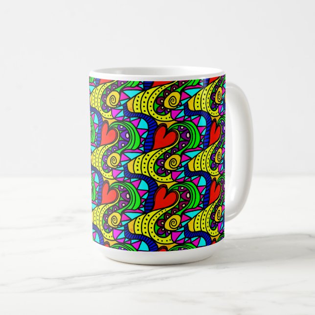 Caneca De Café Corações Vivos (Frente Esquerda)