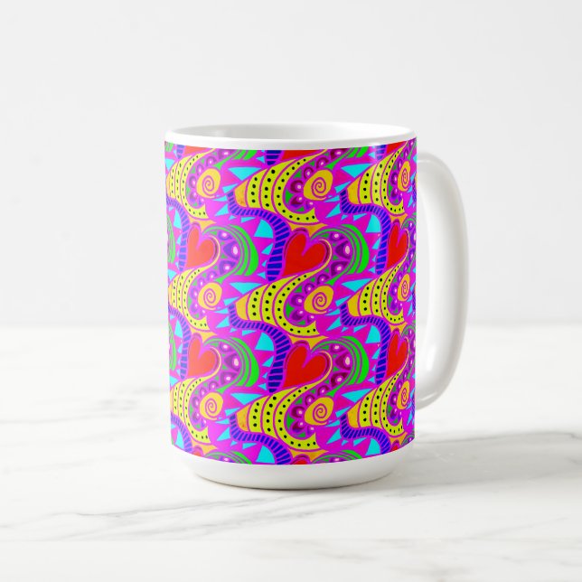 Caneca De Café Corações Vivos (Frente Esquerda)