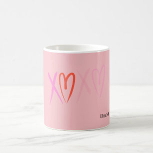 Caneca De Café Corações "XOXO" Coloridos Dia dos Namorados