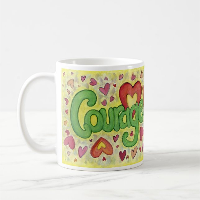 Caneca De Café Coragem Coração Palavra Personalizada Café Copa (Esquerda)