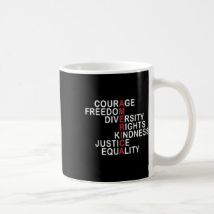 Caneca De Café Coragem Liberdade Diversidade Direitos Bondade Jus