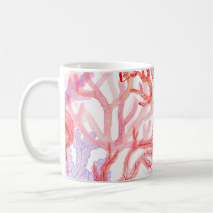 Caneca De Café Corais de aquarela. Padrão sem costura com a parte