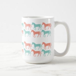 Caneca De Café Coral e Cavalo Teal