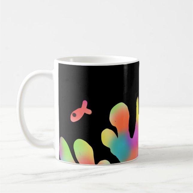 Caneca De Café Coral neon e peixes (Esquerda)