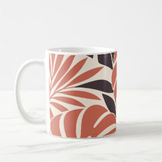 Caneca De Café Coral Plum Tropical Leaf Silhouette