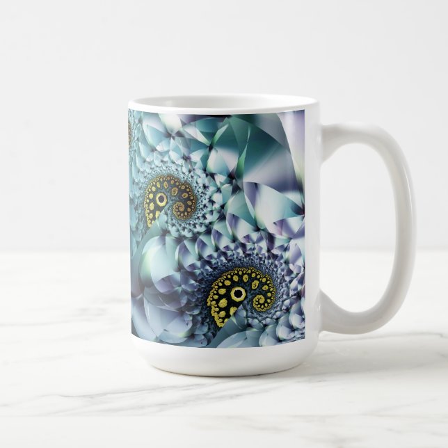 Caneca De Café Coral & Shells Abstrato Art (Direita)