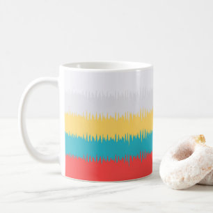 Caneca De Café Coral Turquesa Amarelo - Stripes