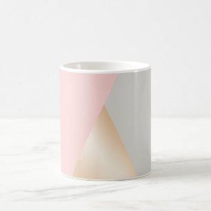 Caneca De Café Coram o rosa, o cinza & os triângulos geométrico