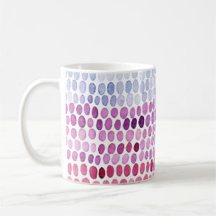 Caneca De Café Corante d'água listrado: Cinza Rosa Polka