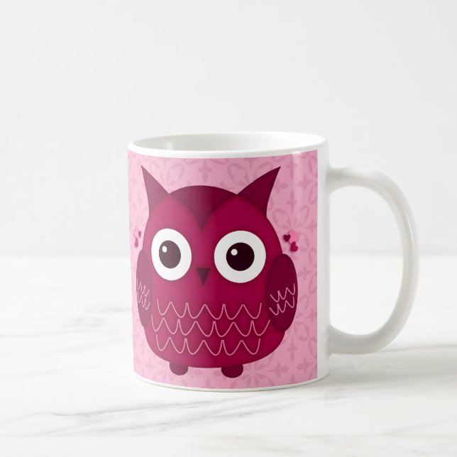 Caneca De Café Corar a Coruja Rosa (Direita)