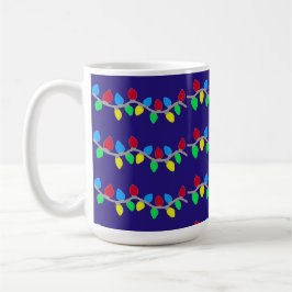 Caneca De Café Cordas de Natal Festivas Luzes Azuis