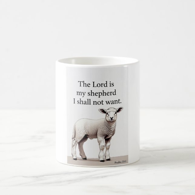 Caneca de Café Cordeiro Cristão Salmo 23:1 (Centro)