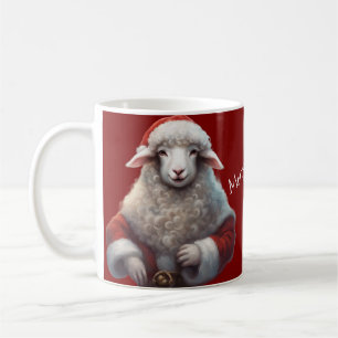 Caneca De Café Cordero Antropomórfico com Fantasia de Papai Noel