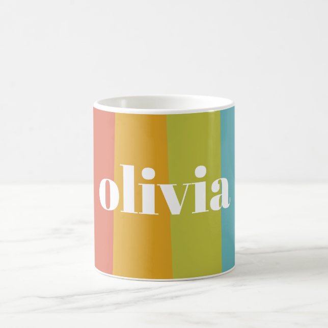 Caneca De Café Cores Arco-íris Sorvete Nome Personalizado Verão (Centro)