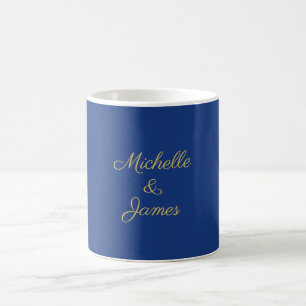 Caneca De Café Cores Azul e Dourado Profissional Moderno