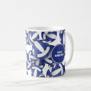 Caneca De Café cores da equipe de volei azul branco nome do trein
