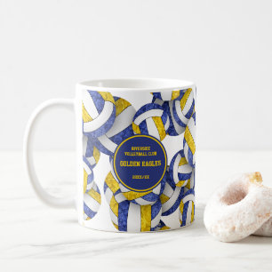 Caneca De Café cores da equipe de volei azul dourado nome do trei