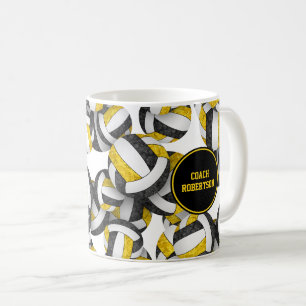 Caneca De Café cores da equipe de volei de ouro preto presentes p
