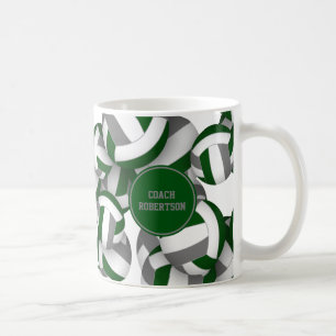Caneca De Café cores da equipe de vôlei verde cinza presente do t