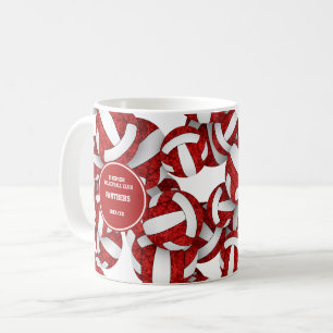 Caneca De Café cores da equipe de volei vermelho branco nome do t