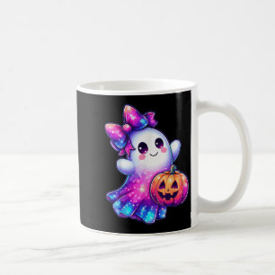 Caneca De Café Cores da Galáxia da Abóbora Fantasma do Halloween