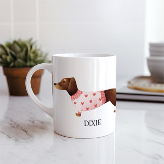 Caneca De Café Cores d'água de dachshund bonitos personalizáveis