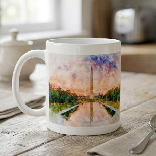 Caneca De Café Cores d'água do Monumento de Washington durante o 
