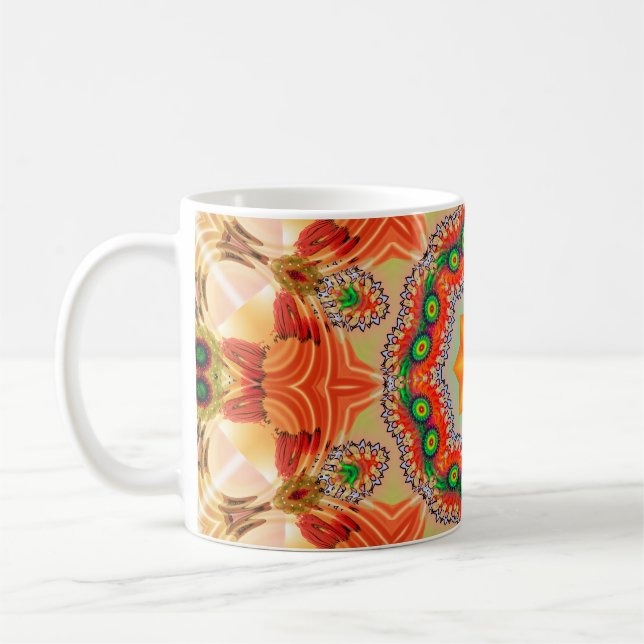 Caneca De Café Cores de energia vibrantes: design de mandala. (Esquerda)