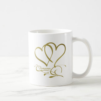 Caneca De Café Cores de fundo editáveis Forever Hearts Gold