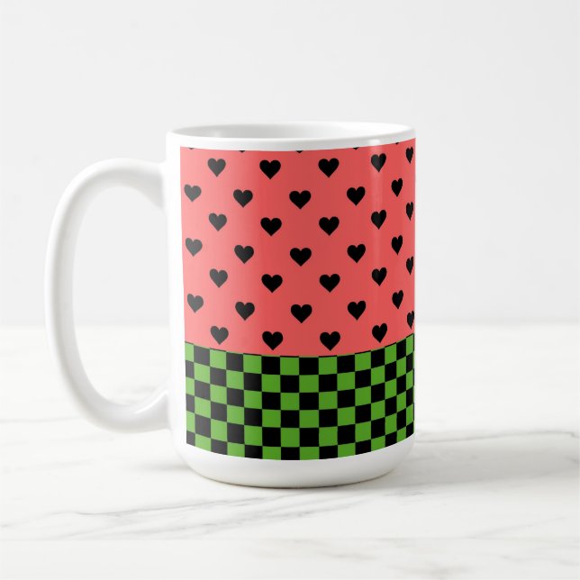 Caneca De Café Cores De Melancia Whimsical Padrão (Esquerda)