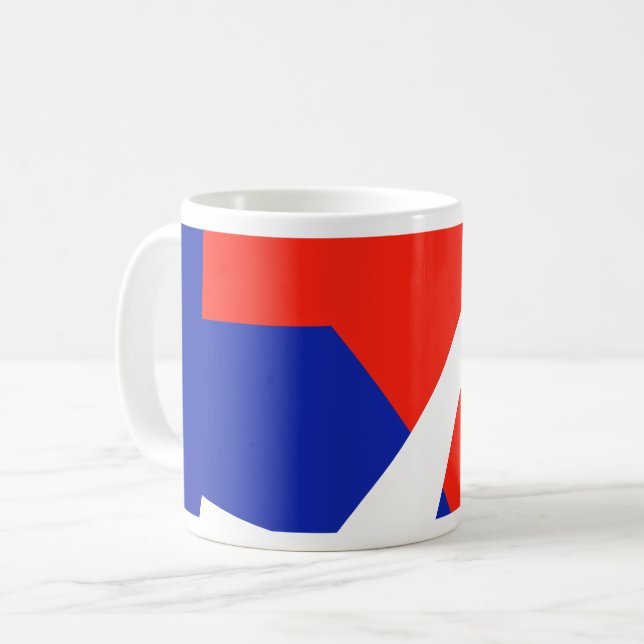 Caneca De Café Cores de Sinalizador Branco Vermelho Azul (Frente Esquerda)