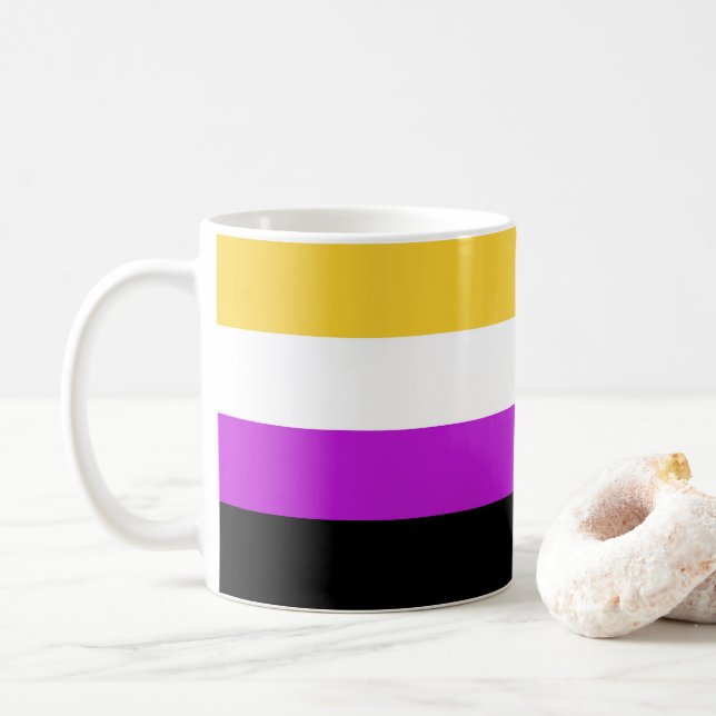 Caneca De Café Cores de Sinalizador Não Binário (Com Donut)