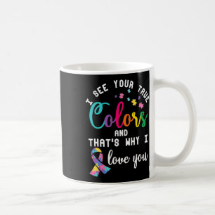 Caneca De Café Cores do Autismo Verdadeiro Fita de Conscientizaçã