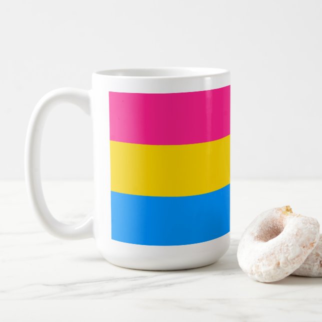 Caneca De Café Cores do Orgulho Pansexual (Com Donut)