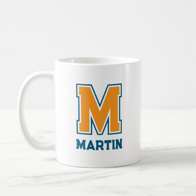 Caneca De Café Cores do Time Monograma Nome (Esquerda)