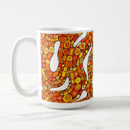 Caneca De Café Cores dos Anos 70 Vermelho Laranja Amarelo Design